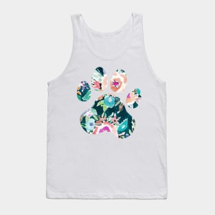 Teal Floral Paw Print Tank Top